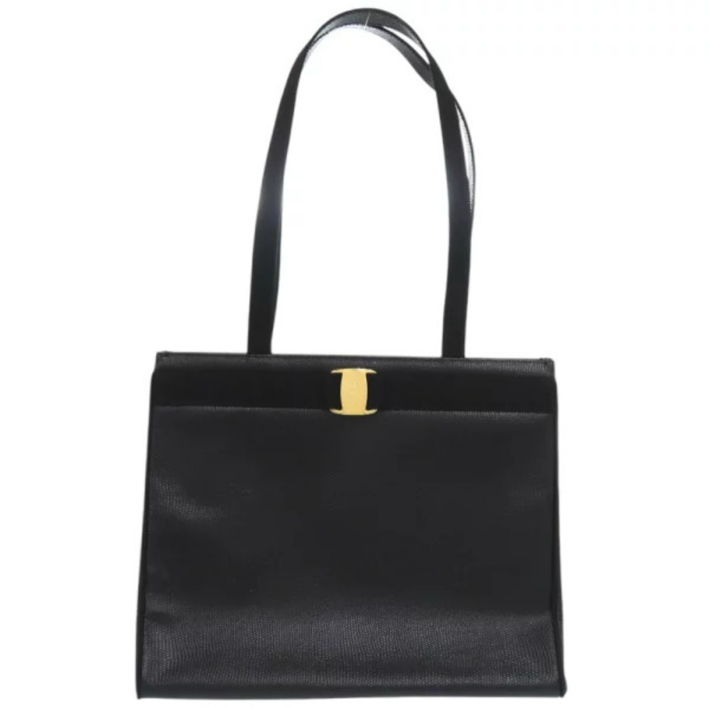 Salvatore Ferragamo Vara Rion Leather Black Tote Bag - Picture 1 of 6